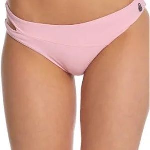 VOLCOM Small  Bikini Bottom Simply Seam Modest Pink Petal  Swim Surf Beach New